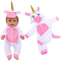 38cm doll clothes for 43cm Bebe doll boy clothes pants blue elephant set for 17" doll fur pajama