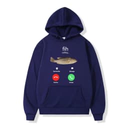 Fih Calling Remind Me Message Decline Accept Phone Call Fish Hoodies Funny Fishman Outfit Sweatshirt Men Women Fleece Pullovers