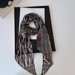 Leopard Small Long Silk Scarf Women Chiffon Strap Winter Warm Windproof Y2k Irregular Scarf Waste World Punk for Nightclub Party