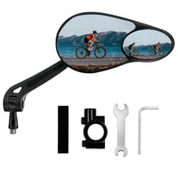Bike Mirror Handlebar Mount, 360° Adjustable Dual-View Foldable Rear View Mirrors, Maximized Safety with Lightweight Scratch-Res