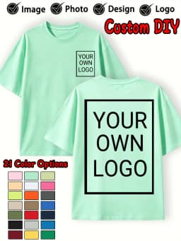 Double Sided Custom Logo T-Shirt Summer Y2K Loose Cotton Short Sleeves Crewneck Casual T Shirts Team Company Women's Tops