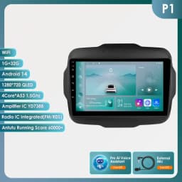 6115 Carplay 4G-LTE 9" Car Radio Android for Jeep Renegade 2016-2020 Multimedia Player Navigation GPS 2 Din Stereo DSP Autoradio