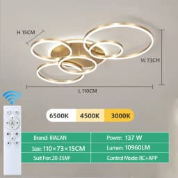Home Ceiling Chandelier Modern Luxury Ring Ceiling Lamp Nordic Minimalist Lighting Smart Remote Control Ceiling Light Fixture
