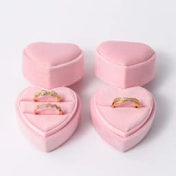 Velvet Heart Ring Box Proposal Engagement Romantic Luxury Jewelry Gift Box Wholesale Custom Logo Bulk Supplier Factory Direct