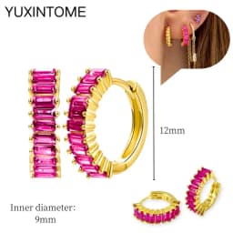 925 Silver Ear Needle Rose Red Hoop Earrings For Women Exquisite Water Drop/Flower/Heart Crystal Piercing Huggie Earring Jewelry