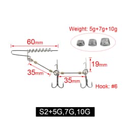 Spinpoler Multi-Depth Pike Stinger Rigs Fishing Hook #6 #1/0 #2/0 With Sinker Weight 5g 7g 10g 15g 20g Systerm Kit For Swimbait