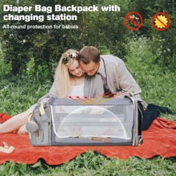 RsenFremior Large Diaper Bag with Changing Station, Foldable Diaper Bag Backpack with Bed ,Diaper Bag with Insulated Pockets