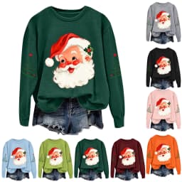Cute Women's Christmas Santa Long Sleeve Sweatshirt Without Hat Fall Fashion