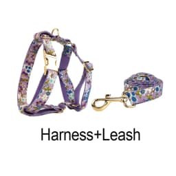 Adjustable Dog Harness Printed Purple Soft Cotton Personalized Dog Collar Leashes Harness Bow Set Dog Accessories Flowers 03
