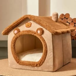 Winter Warm Foldable Pet House Detachable Washable Liner Comfort Kennel Bed for Small Medium Dogs and Cats Indoor Rest Nest
