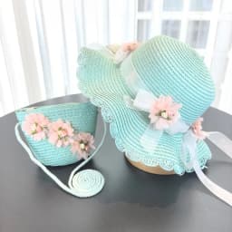 Girls 2pcs Straw Hat Solid Color Outdoor Travel Sun Hat Floral Fisherman Style Children's Fashion Accessory for Girls