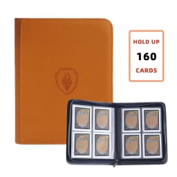 Holds 160 Cards|Trading Card Binder for 3”×4”Cards | 4-Pocket Double-sided Album |PU Leather Zipper Folder for Sports Cards