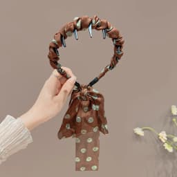 Coffee Polka Dot Ribbon Headband For Women - High Skull Top Hair Bands Face Washing Hairband Elegant Ponytail Hair Accessory
