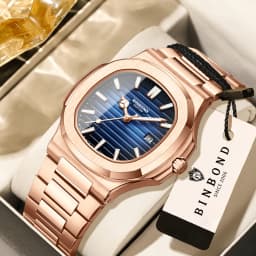 BINBOND Orginal Luminous Waterproof Sturdy Stainless Steel Strap Quartz Wristwatches For Men Luxury Auto Date Men's Watch Reloj