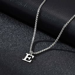 Vnox Simple A-Z Letter Necklace for Men, Waterproof Stainless Steel 26 Letters Pendant Necklace,Men’s Minimal Initial Necklace