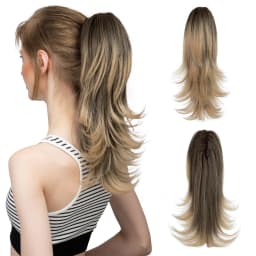 Synthetic Claw Clip In Ponytail Hair Extensions 14 Inch Wavy Hairpiece Fake Blonde Black Hair False Pigtail With Elastic Band