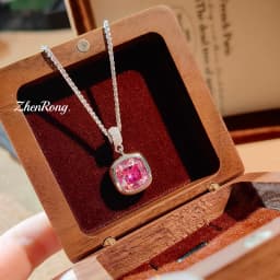 French Romantic Compact Paraiba Small Square Earrings Square Sugar Sea Blue Necklace Fat Square Mary Red Ring Female