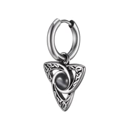 Vnox Retro Celtic Knot Triangle Earrings for Men Women,Black Opal Stone Hoop Earrings,Vintage Stainless Steel Geometric Earrings