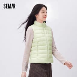 Semir Women Down Vest Thermal Warmth Lightweight 90 Percent Down Fill Slim Fit Stand Collar Layering Solid Color 2026 New