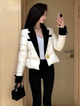 Stylish Thick Warm White Women's Coat Winter New Arrival High End Personality Korean Version Loose Fit Long Sleeve Zipper Clo...