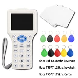 10 Frequency RFID NFC Duplicator 125KHz 13.56MHz Smart Card Reader Writer USB Programmer Encrypted Key Fob Tag Replicator Copier