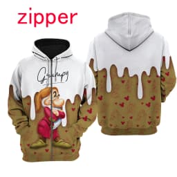 2024 Spring and Autumn 3D Printing Grumpy Dwarf New Men's Pullover Women's and Children's Cosplay Large Fashion Zipper Hoodie