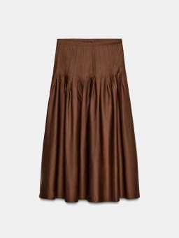 Spring New Arrival Women's High Waist Pleated Midi Skirt Ethnic Stage Costume 18-25 Years Old Customers 2026 Spring Collection