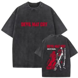 Devil May Cry 3: Dante's Awakening Vintage-Wash Graphic T-Shirt: Double-Sided Design Featuring Dante Character Art & Game Title