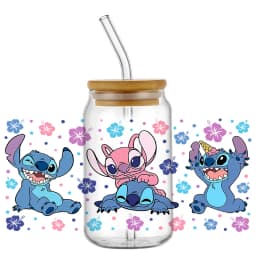 popular UV DTF 3D Cup Wrap Sticker Cute Cartoon blue Monster Design For 16oz Mugs DIY Durable Decal Transfer stickers
