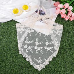 AWAYTR Korean Triangle Headband Short Skirt Butt Curtain Headscarf Lace Trim Small Apron Knitting Headband Stacked Women