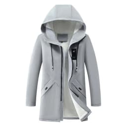 Mens Cotton Windproof Solid Color Coats Parkas Jackets for Men Long Hooded Coat Winter New Warm Thick Fleece Parkas Jacket