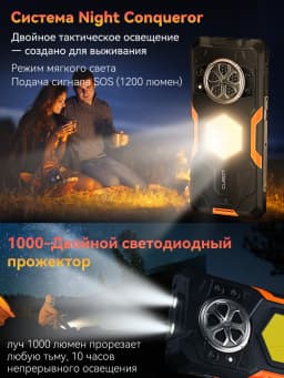 Android 15 Смартфон Cubot King Kong Power 5, 6.88" 120Hz Screen, 15300mAh Battery, 16GB RAM (6+10) 128GB ROM,MTK G100 5W Speaker