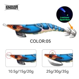 Kingdom Squid Bait 2.5# 3.0# 3.5# Artificial Jigging Lures Slow Sinking Strong Hooks Sea Fishing Octopus Cuttlefish Luminous EGI