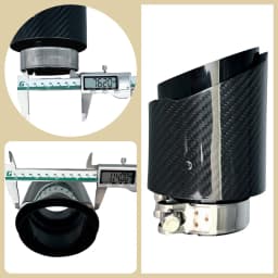 1 Pcs Universal Car Carbon Fibre Tail Throat Stainless Steel Bright Black Twill Glossy Muffler Exhaust Nozzle Tip