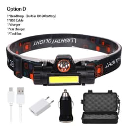XP-G Q5 Headlamp Head Lamp Headlight Waterproof 2500lm Cob Led Built In Usb Rechargeable 14450 Battery Working Light 5w