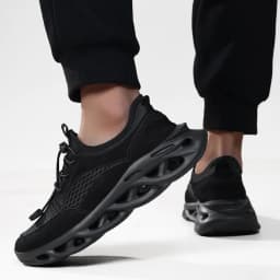 Confortable Men Walking Sneakers Solid Black Fashion Casual Sport Shoes