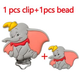 2pcs/set Silicone Cartoon Animal Pacifier Clip Molar Bead DIY Pacifier Chain Jewelry Accessories