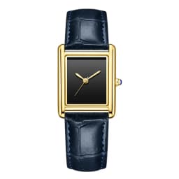 Luxury Watch for Men Square Rectangle Reloj Sliver Orologio Black Leather Strap Stainless Steel Quartz Wristwatch Male Man Clock