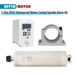Waterproof 2200W CNC Spindle Motor 220v ER20 2.2kw Round Water Cooling Spindle 24000RPM +2.2kw VFD 48-63hz+Water Pump+80mm Clamp