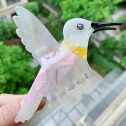 Novelty Bird & Hedgehog Acetate Hair Claw Clips, Whimsical Hummingbird Parrot Shark Clips for Women Girls