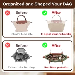 Felt Organizer Insert Compatible with Longchamp Le Pliage Large Handbags, Felt Longchamp Organizer Insert with Cup Holder