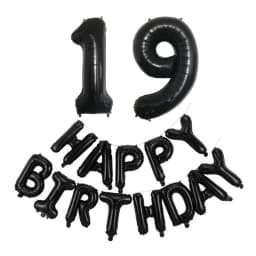 Black 32-Inch Number 1-30 Balloons and 16-Inch 'Happy Birthday' Letter Foil Balloons Set Birthday Party Decoration Supplies