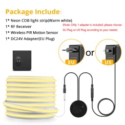24V Wireless PlR Motion Sensor COB LED Neon Strip NightLight for Bed Bathroom Stair Hallway Lighting 3/5/10m Solid Silicone Tape