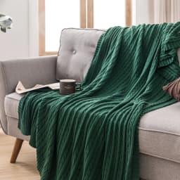 Battilo Cotton Knitted Throw Blanket Soft Cozy Cable Knit Sofa Throws Large Heavyweight Decorative Blanket for Twin Queen Bed