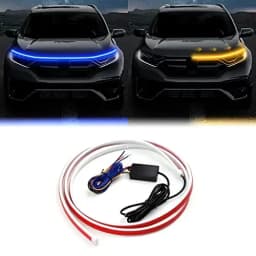 Car Hood Decorative Light LED Daytime Running Light Strip Start Scan Yellow Auto Turn Signal Indicator Headlight Universal 12V