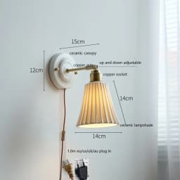 IWHD White Ceramic LED Wall Light Fixtures Copper Arm Socket Bedroom Living Room Beside Lamp Modern Wandlamp Applique Murale
