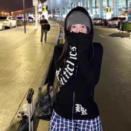 Gothic Style Black Hoodie Jacket Women's Slim Fit Waist Cinched Zipper Open Cardigan Autumn 2025 New Fashion High Street