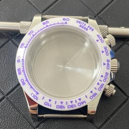 VK63 Watch Case with Sapphire Glass Stainless Steel Case with Ceramic Bezel Men's Watch Accessories for VK63 Quartz Movement