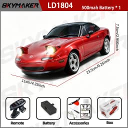 LDRC Upgraded LD1804 1:18 MX-5 RWD RC Drift Car Gyro Stabilization LED Headlight Funny Tongue 2.4G Remote Control Toy Car Gift