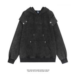 Stylish Oversized Patchwork Embroidered Sweatshirt Trendy Streetwear Black Splicing Loose Outerwear for Young Women